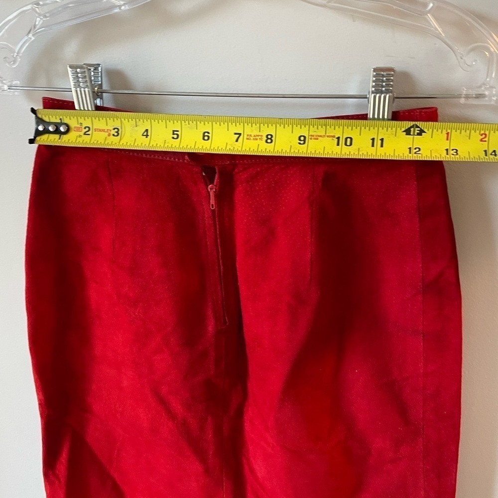 Vintage leather skirt, Carla New York, women’s 6, red mini/midi pencil skirt EUC - Picture 4 of 8